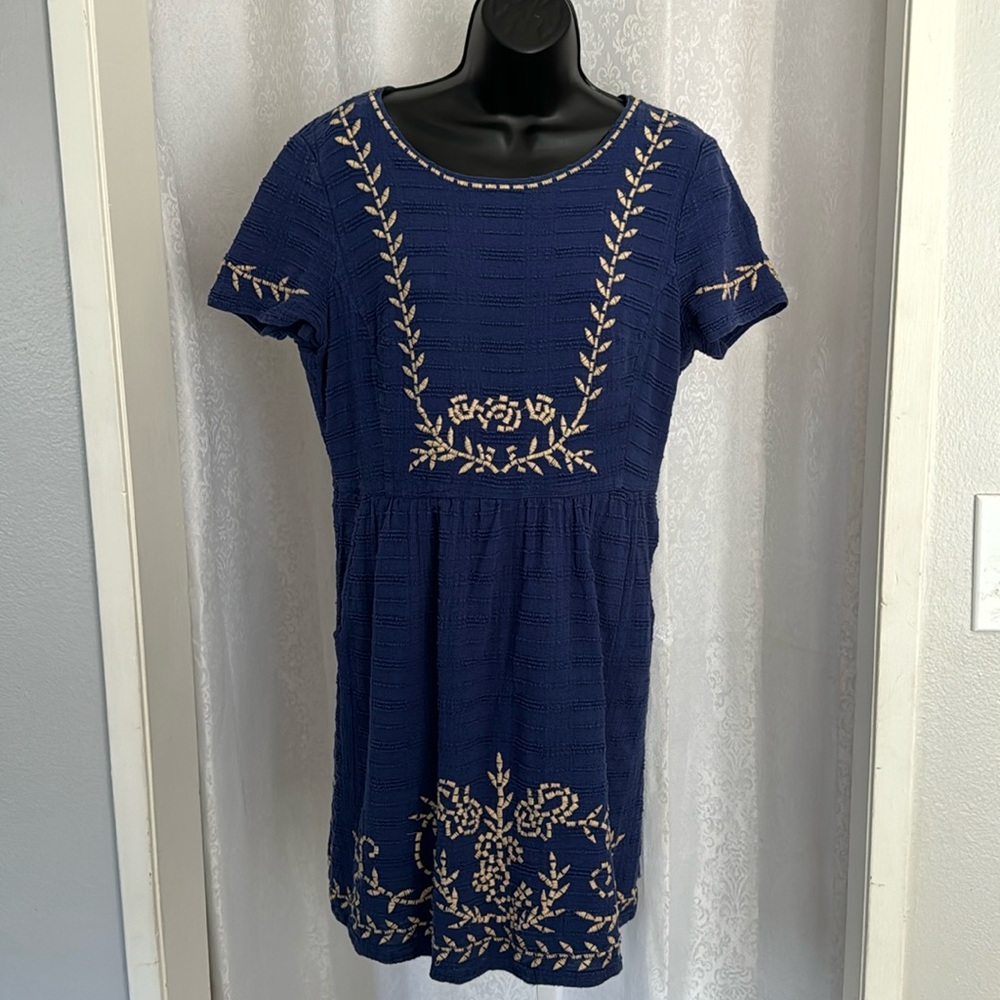 LUCKY BRAND EMBROIDERED COTTON DRESS Sz:L
